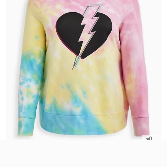 Torrid Lovesick Tie-Dye Sweatshirt with Heart and Lightning Bolt - Picture 8 of 11